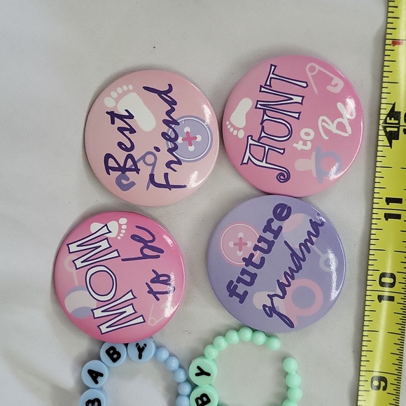 Baby shower Party favors either gender buttons plastic bracelets hostess pin - Picture 5 of 10